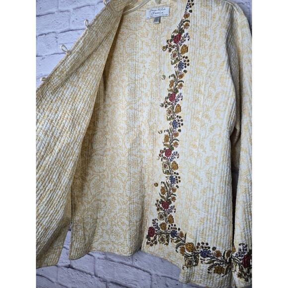Vtg 90s Sam Hilu's Collection Quilted cotton Jacket medium Floral Garden Dainty - Picture 4 of 7